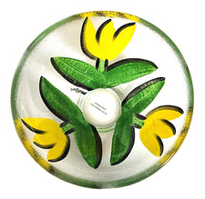 Kosta Boda Ulrica By Hydman -Vallient Textured Glass HP Yellow Tulip Bowl 5.5"