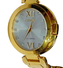B023-S119502 CITIZEN ECO-DRIVE DIAMOND ACCENT GOLDEN TONE LADIES WATCH C2-152