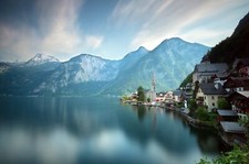 Landscape church mountains village alps nature calm Custom Gaming Mat Desk