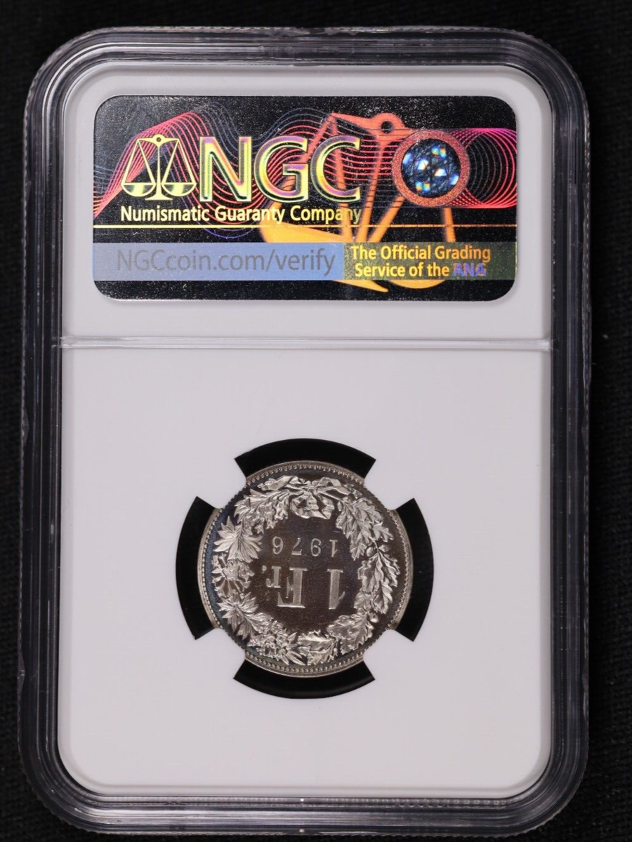 1976 SWITZERLAND 1 Franc Helvetia Standing CuNi Copper-Nickel NGC
