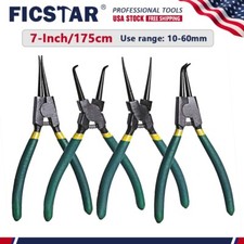 4pc 7in Straight And Bent Jaw Retaining Ring Pliers Circlip C Clip Removal Tools