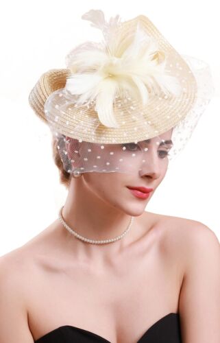 Fascinators for Women Kentucky Headpiece Tea Party Hats with Veil Wedding Top - Picture 11 of 11