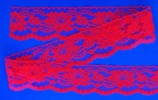 RED 3 Inch Wide Floral Flat Lace Trim By 10 Yards