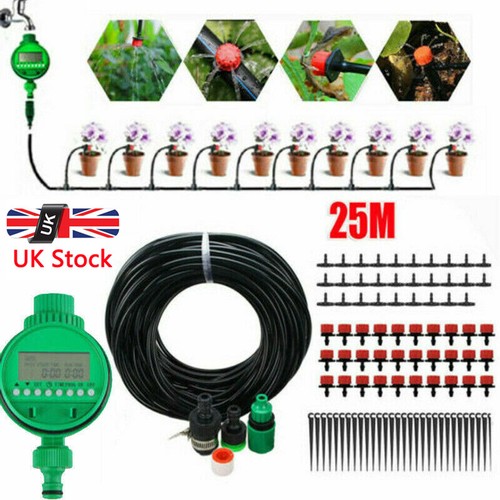 25-75m Automatic Micro Drip Irrigation System Garden Self Watering Kit Timer UK - Picture 2 of 44