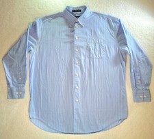 Men's Nautica Size 17 34/35 Blue White Striped Long Sleeve Shirt Button-down