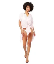 L*Space L34324 Womens Rose Quartz Button-Down Anita Cover-Up Size XS/S