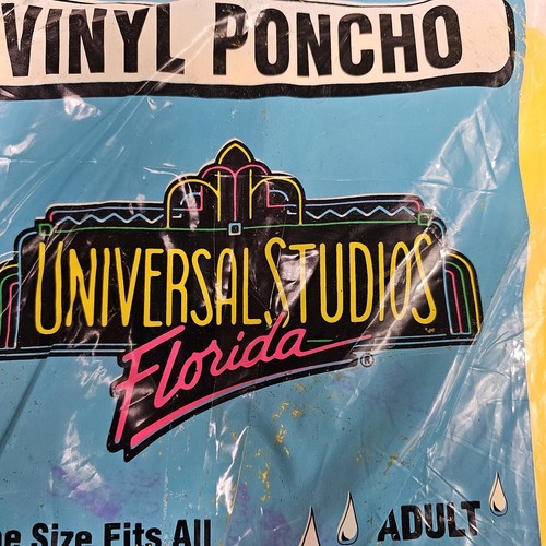 Vintage Universal Studios Florida Vinyl Poncho One Sze Fits All W Attached Hood - Picture 6 of 6