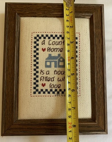 VTG Complete Framed Cross Stitch A COUNTRY HOME ..HOUSE FILLED WITH LOVE Signed - Picture 9 of 10