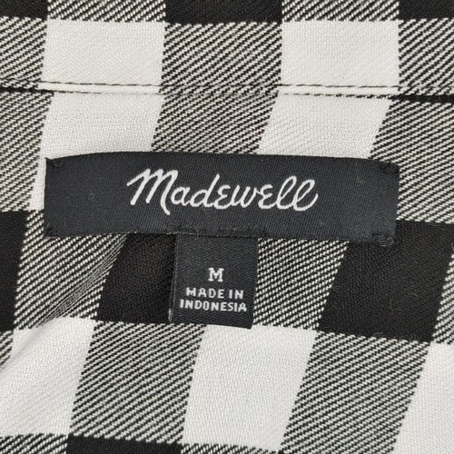 Madewell Camicia Donna Media Nero-Bianco Bufalo Check Avvolgente Frontale Popover Cabin - Foto 2 di 9