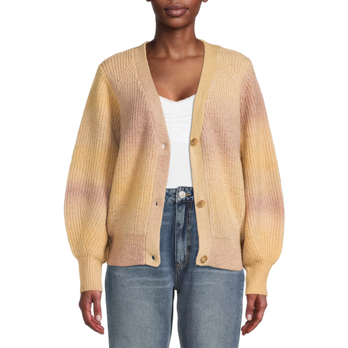Women's Time and Tru Ombre Boyfriend Cardigan, Brown, Medium (8-10) - Picture 2 of 5