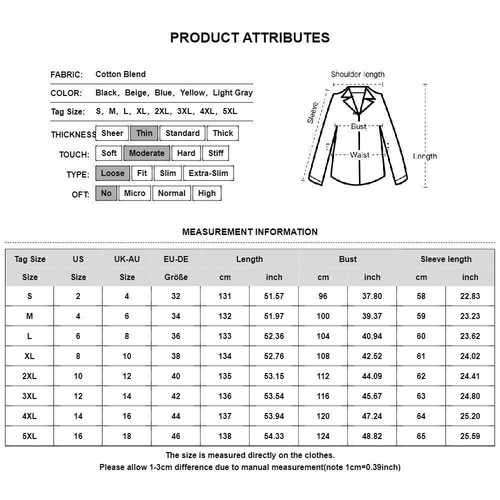 Kaftan Women Cotton Linen V Neck Baggy Maxi Dress Loose Long Sleeve Dress Autumn - Picture 2 of 27
