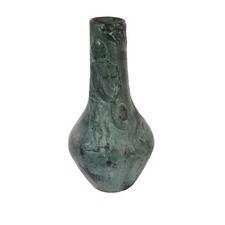Antique Green Handcrafted Pottery Vase - Unique Design Horse Lady Tree