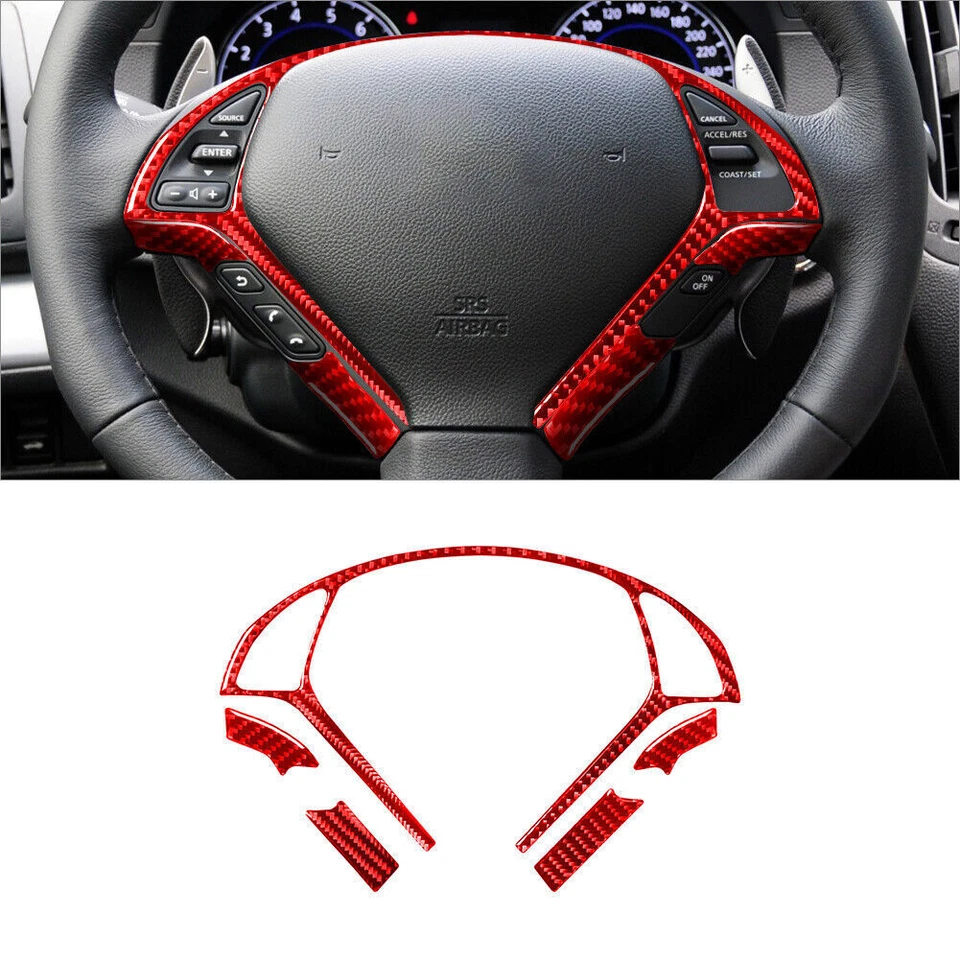 Cubierta interior completa de fibra de carbono roja para Infiniti G37 sedán 2010-2013 30 piezas Foto 2 de 4