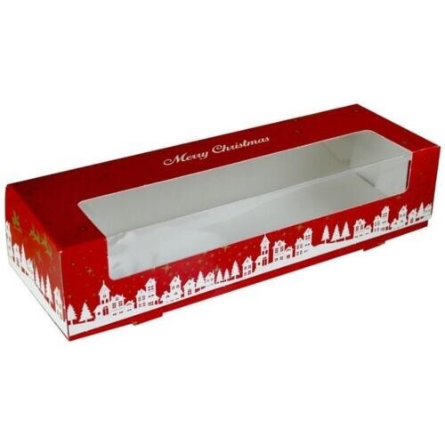 Weihnachten Mince Pie Box Durchsichtig Fenster Flache Packung länglich Festdeko - Bild 15 von 24