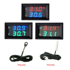 DC4-30V Thermometer Digital Temperature Sensor NTC Metal Sample Dual LED Display