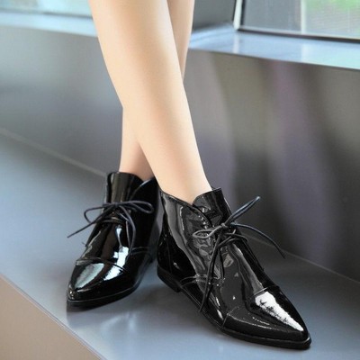 pointed lace up boots flat