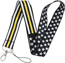 Thin Yellow Gold Line US Flag Dispatchers Fire Police Ambulance Safety Lanyard