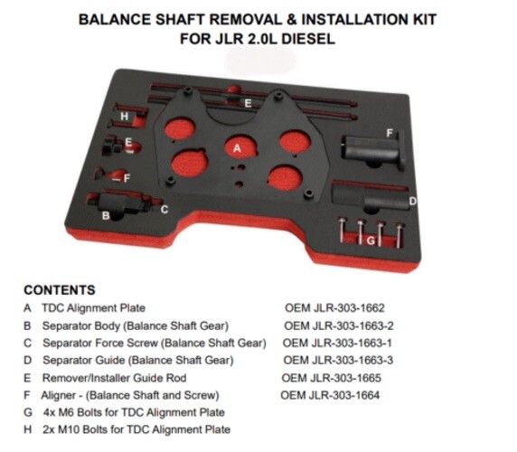 Kit de herramientas de eje de equilibrio para Jaguar Land Rover diésel AJ200 Range Rover Evoque