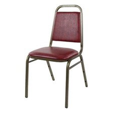 Economy Steel Stacking Chair Gold Frame Burgundy Vinyl Fabric