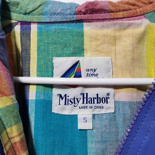 Misty Harbor BLUE Hooded Rain Coat Zip Jacket PLAID quilted Cotton Lining Sm - Picture 4 of 6