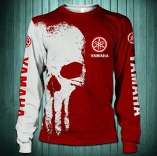 Long Sleeve Shirt Yamaha Skull Red 3D F1 Racing Teem Printed Free Ship