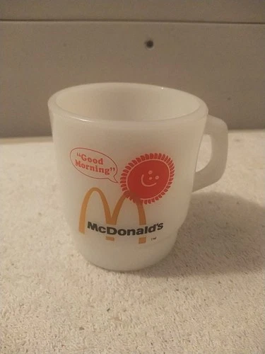 Vintage McDONALD'S Milk Glass Mug White Anchor Hocking Fire King Coffee Cup USA
