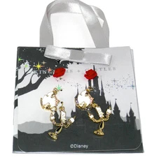 Disney Parks Authentic Earrings Set of 3 ✿ Beauty & Beast Rose Mrs Potts Lumiere
