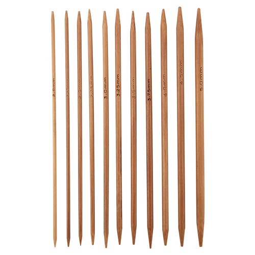 (5,1 Zoll/13 cm) 11er Set Bambus Doppelspitz Stricknadeln Set 11 Größen AD - Bild 1 von 6