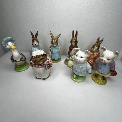 Vintage Beatrix Potter Beswick Figurine Lot Of 8 Rabbit Pig Tiggy Winkle Duck