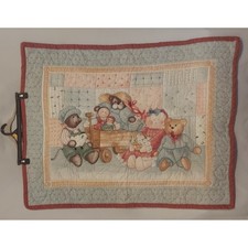 Vintage Handmade Reversible Baby Crib Quilt Blanket Embroidered Approx. 30 40