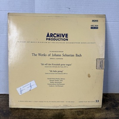 J.S. Bach Cantatas BWV 56 BWV 82 Archive Production ARC 3058 German LP VG+
