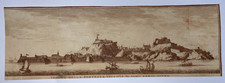 CORFÙ GRECIA c. 1750 ANONIMO INSOLITO ANTICO VEDUTA INCISA