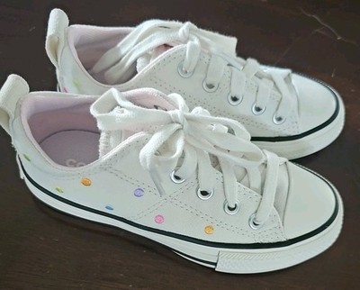 Girls Converse Chuck Taylor All Star Madison Polka Dots White Low Top Shoes 11