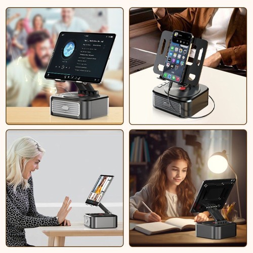 Anti-Slip Base Rotating Tablet Stand Speaker Foldable Learning Stand - Afbeelding 3 van 5
