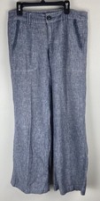 ANTHROPOLOGIE PILCRO Letter Press Women's Chambray Linen Blend Blue Pants Size 2