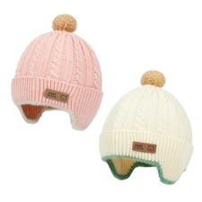 Kids Beanies Hat Winter Knit Hat Toddlers Fleece Lined Warm Beanie Earflaps
