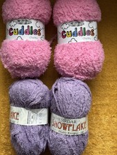 King Cole Cuddles Chunky 2x50g Peony/Pink, 2 Sirdar Snowflake DK Shade 394 Lilac