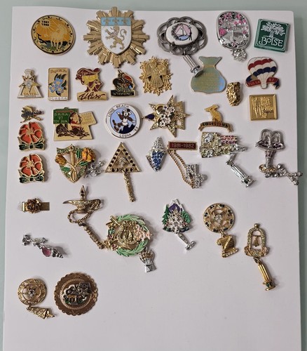 Vintage Lapel Pins Lot 30+ Masonic Order Of The Eastern Star High Priest Etc.