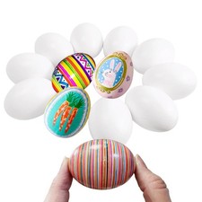 12PCS White Wooden Easter Eggs    Wooden Fake Eggs for Painting, Decorating, ...