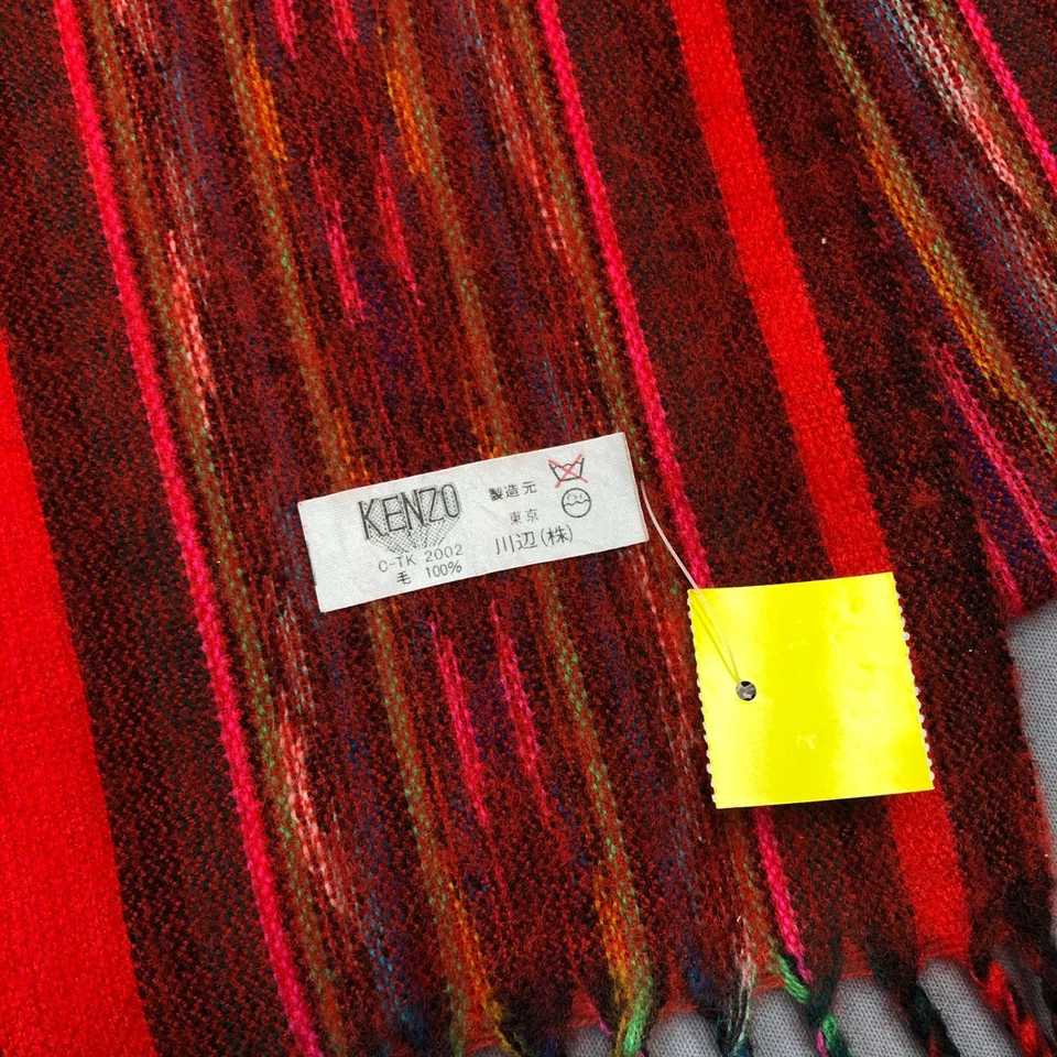 Bufanda clásica de lana Kenzo de colección con flecos a rayas calentador de invierno prendas para el cuello bufandas Foto 4 de 4