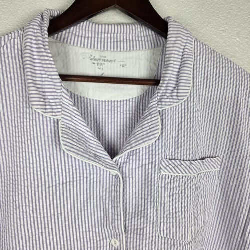 The Vermont Country Store Classic Seersucker Short Pajama Set Purple White XL - Picture 12 of 17