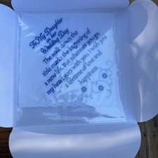Daughter From Mother On Wedding Day Embroidered Handkerchief