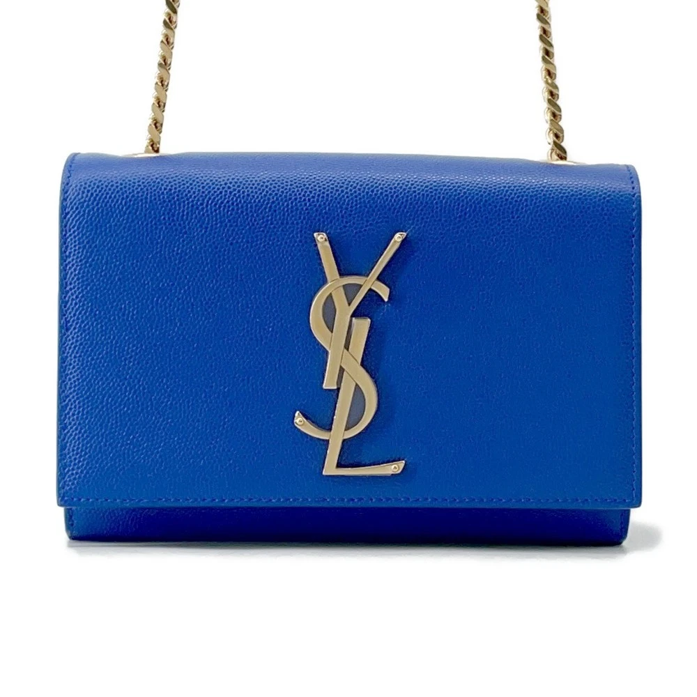 Saint Laurent — SAINT LAURENT PARIS Kate Shoulder Bag Leather Blue 354121