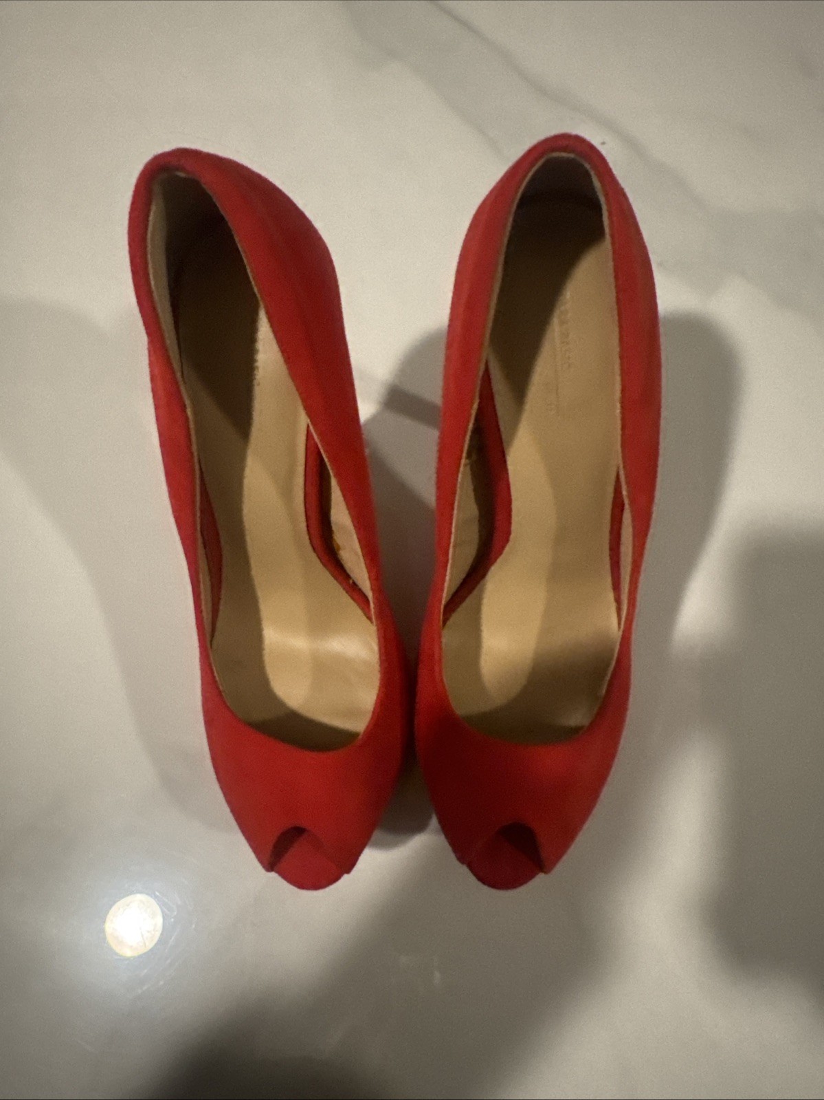 Zara Basic Red Suede High Platform Heels Stiletto… - image 3