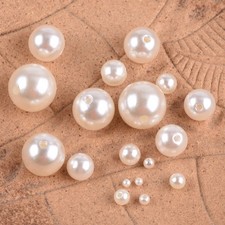 Round 3mm 18mm Beige ABS Plastic Artificial Pearl Loose Beads Wholesale DIY Lot
