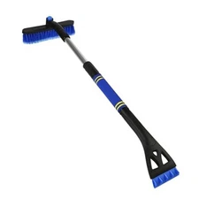 31.5" Ice Scraper and Extendable Snow Brush, 360° Rotating Brush Car Snow Blue
