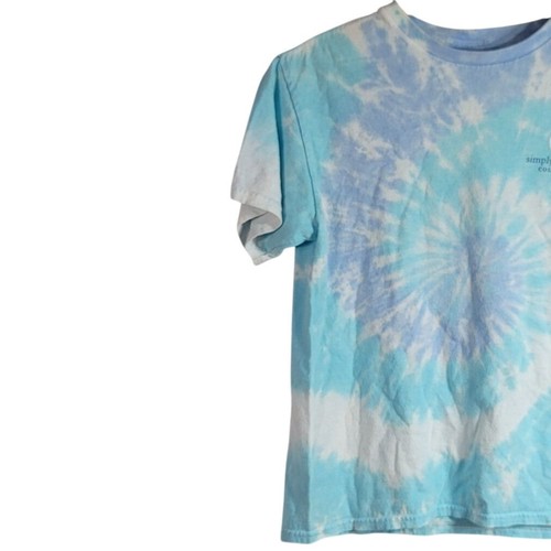Simply Southern Tie Dye T Shirt Blue Large Short Sleeve Waves Sun Rainbow Cotton - Picture 5 of 7