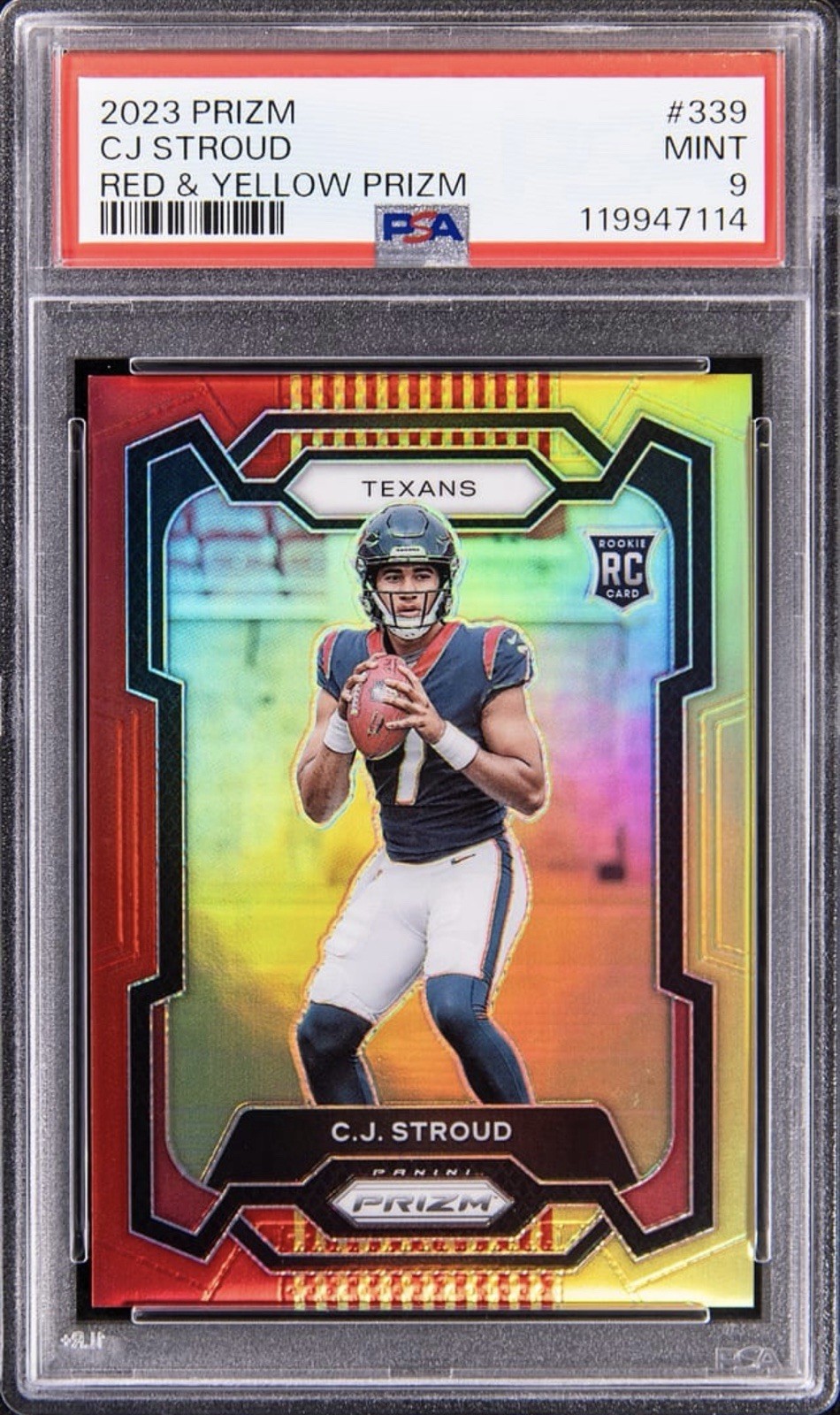 2023 C.J. Stroud Panini Prizm Red & Yellow /8 #339 Rookie Card - PSA 9 SSP
