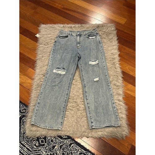 Cider Light Wash Distressed Wide Leg Jeans