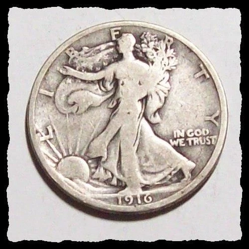 1916-P WALKING LIBERTY HALF DOLLAR Original Fine #21D67   .900 Fine SILVER